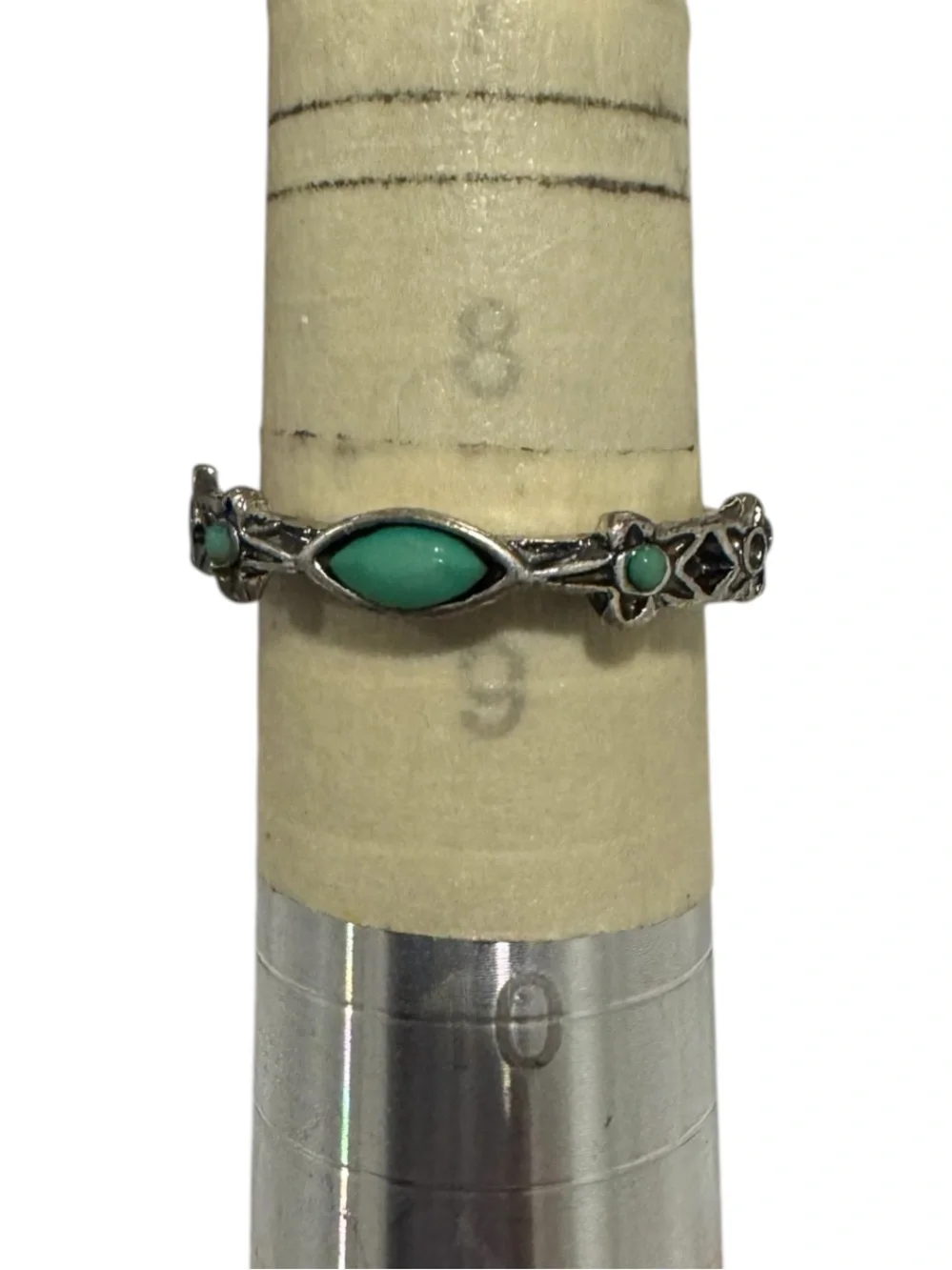 Silver-tone Turquoise Marquise Ring - Women's Fashion Jewelry